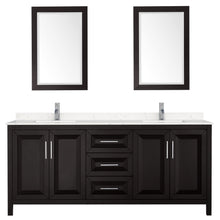 Load image into Gallery viewer, Wyndham Daria 80 Inch Double Bathroom Vanity in Dark Espresso, Light-Vein Carrara Cultured Marble Countertop, Undermount Square Sinks, 24 Inch Mirrors- Wyndham