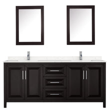 Load image into Gallery viewer, Wyndham Daria 80 Inch Double Bathroom Vanity in Dark Espresso, Light-Vein Carrara Cultured Marble Countertop, Undermount Square Sinks, Medicine Cabinets- Wyndham