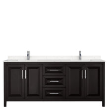 Load image into Gallery viewer, Wyndham Daria 80 Inch Double Bathroom Vanity in Dark Espresso, Light-Vein Carrara Cultured Marble Countertop, Undermount Square Sinks, No Mirror- Wyndham
