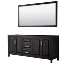 Load image into Gallery viewer, Wyndham Daria 80 Inch Double Bathroom Vanity in Dark Espresso, No Countertop, No Sink, and 70 Inch Mirror- Wyndham
