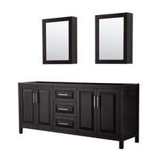 Load image into Gallery viewer, Wyndham Daria 80 Inch Double Bathroom Vanity in Dark Espresso, No Countertop, No Sink, and Medicine Cabinets- Wyndham