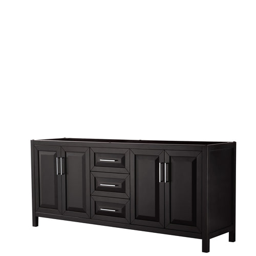 Wyndham Daria 80 Inch Double Bathroom Vanity in Dark Espresso, No Countertop, No Sink, and No Mirror- Wyndham