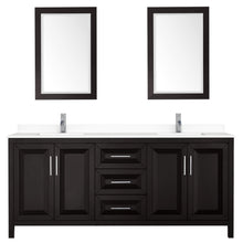 Load image into Gallery viewer, Wyndham Daria 80 Inch Double Bathroom Vanity in Dark Espresso, White Cultured Marble Countertop, Undermount Square Sinks, 24 Inch Mirrors- Wyndham