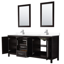 Load image into Gallery viewer, Wyndham Daria 80 Inch Double Bathroom Vanity in Dark Espresso, White Cultured Marble Countertop, Undermount Square Sinks, 24 Inch Mirrors- Wyndham