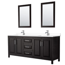 Load image into Gallery viewer, Wyndham Daria 80 Inch Double Bathroom Vanity in Dark Espresso, White Cultured Marble Countertop, Undermount Square Sinks, 24 Inch Mirrors- Wyndham