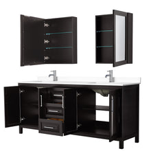 Load image into Gallery viewer, Wyndham Daria 80 Inch Double Bathroom Vanity in Dark Espresso, White Cultured Marble Countertop, Undermount Square Sinks, Medicine Cabinets- Wyndham