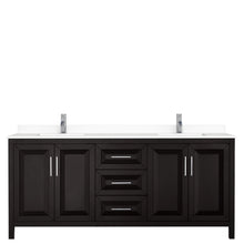 Load image into Gallery viewer, Wyndham Daria 80 Inch Double Bathroom Vanity in Dark Espresso, White Cultured Marble Countertop, Undermount Square Sinks, No Mirror- Wyndham
