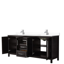 Load image into Gallery viewer, Wyndham Daria 80 Inch Double Bathroom Vanity in Dark Espresso, White Cultured Marble Countertop, Undermount Square Sinks, No Mirror- Wyndham
