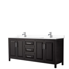 Load image into Gallery viewer, Wyndham Daria 80 Inch Double Bathroom Vanity in Dark Espresso, White Cultured Marble Countertop, Undermount Square Sinks, No Mirror- Wyndham