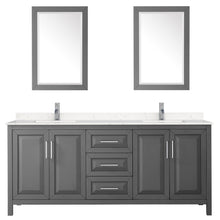 Load image into Gallery viewer, Wyndham Daria 80 Inch Double Bathroom Vanity in Dark Gray, Light-Vein Carrara Cultured Marble Countertop, Undermount Square Sinks, 24 Inch Mirrors- Wyndham