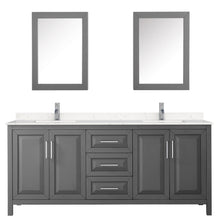 Load image into Gallery viewer, Wyndham Daria 80 Inch Double Bathroom Vanity in Dark Gray, Light-Vein Carrara Cultured Marble Countertop, Undermount Square Sinks, Medicine Cabinets- Wyndham
