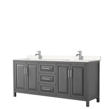 Load image into Gallery viewer, Wyndham Daria 80 Inch Double Bathroom Vanity in Dark Gray, Light-Vein Carrara Cultured Marble Countertop, Undermount Square Sinks, No Mirror- Wyndham