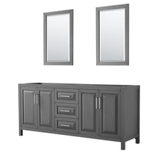 Load image into Gallery viewer, Wyndham Daria 80 Inch Double Bathroom Vanity in Dark Gray, No Countertop, No Sink, and 24 Inch Mirrors- Wyndham