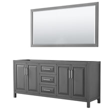 Load image into Gallery viewer, Wyndham Daria 80 Inch Double Bathroom Vanity in Dark Gray, No Countertop, No Sink, and 70 Inch Mirror- Wyndham
