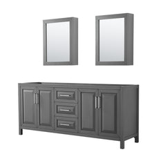 Load image into Gallery viewer, Wyndham Daria 80 Inch Double Bathroom Vanity in Dark Gray, No Countertop, No Sink, and Medicine Cabinets- Wyndham