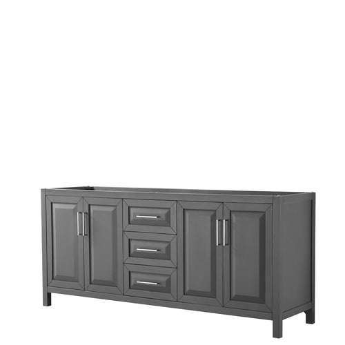 Wyndham Daria 80 Inch Double Bathroom Vanity in Dark Gray, No Countertop, No Sink, and No Mirror- Wyndham