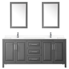 Load image into Gallery viewer, Wyndham Daria 80 Inch Double Bathroom Vanity in Dark Gray, White Cultured Marble Countertop, Undermount Square Sinks, 24 Inch Mirrors- Wyndham