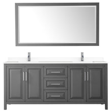 Load image into Gallery viewer, Wyndham Daria 80 Inch Double Bathroom Vanity in Dark Gray, White Cultured Marble Countertop, Undermount Square Sinks, 70 Inch Mirror- Wyndham