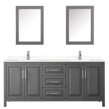 Load image into Gallery viewer, Wyndham Daria 80 Inch Double Bathroom Vanity in Dark Gray, White Cultured Marble Countertop, Undermount Square Sinks, Medicine Cabinets- Wyndham