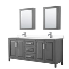 Load image into Gallery viewer, Wyndham Daria 80 Inch Double Bathroom Vanity in Dark Gray, White Cultured Marble Countertop, Undermount Square Sinks, Medicine Cabinets- Wyndham