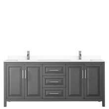 Load image into Gallery viewer, Wyndham Daria 80 Inch Double Bathroom Vanity in Dark Gray, White Cultured Marble Countertop, Undermount Square Sinks, No Mirror- Wyndham