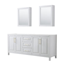 Load image into Gallery viewer, Wyndham Daria 80 Inch Double Bathroom Vanity in White, No Countertop, No Sink, Medicine Cabinets, Brushed Gold Trim- Wyndham