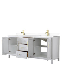 Load image into Gallery viewer, Wyndham Daria 80 Inch Double Bathroom Vanity in White, White Cultured Marble Countertop, Undermount Square Sinks, Brushed Gold Trim- Wyndham