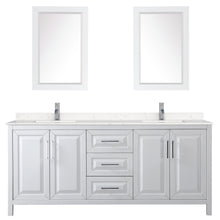 Load image into Gallery viewer, Wyndham Daria 80 Inch Double Bathroom Vanity in White, Light-Vein Carrara Cultured Marble Countertop, Undermount Square Sinks, 24 Inch Mirrors- Wyndham