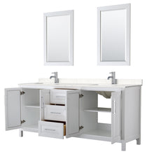 Load image into Gallery viewer, Wyndham Daria 80 Inch Double Bathroom Vanity in White, Light-Vein Carrara Cultured Marble Countertop, Undermount Square Sinks, 24 Inch Mirrors- Wyndham