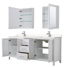 Load image into Gallery viewer, Wyndham Daria 80 Inch Double Bathroom Vanity in White, Light-Vein Carrara Cultured Marble Countertop, Undermount Square Sinks, Medicine Cabinets- Wyndham