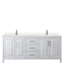 Load image into Gallery viewer, Wyndham Daria 80 Inch Double Bathroom Vanity in White, Light-Vein Carrara Cultured Marble Countertop, Undermount Square Sinks, No Mirror- Wyndham