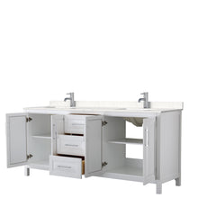 Load image into Gallery viewer, Wyndham Daria 80 Inch Double Bathroom Vanity in White, Light-Vein Carrara Cultured Marble Countertop, Undermount Square Sinks, No Mirror- Wyndham