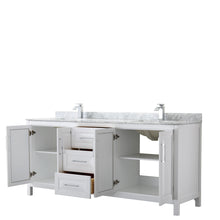 Load image into Gallery viewer, Wyndham Daria 80 Inch Double Bathroom Vanity in White, White Carrara Marble Countertop, Undermount Square Sinks, and No Mirror- Wyndham