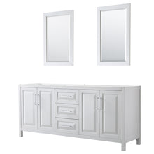 Load image into Gallery viewer, Wyndham Daria 80 Inch Double Bathroom Vanity in White, No Countertop, No Sink, and 24 Inch Mirrors- Wyndham