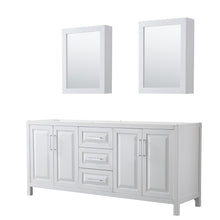 Load image into Gallery viewer, Wyndham Daria 80 Inch Double Bathroom Vanity in White, No Countertop, No Sink, and Medicine Cabinets- Wyndham