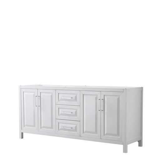 Wyndham Daria 80 Inch Double Bathroom Vanity in White, No Countertop, No Sink, and No Mirror- Wyndham