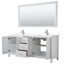 Load image into Gallery viewer, Wyndham Daria 80 Inch Double Bathroom Vanity in White, White Cultured Marble Countertop, Undermount Square Sinks, 70 Inch Mirror- Wyndham
