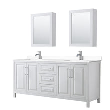 Load image into Gallery viewer, Wyndham Daria 80 Inch Double Bathroom Vanity in White, White Cultured Marble Countertop, Undermount Square Sinks, Medicine Cabinets- Wyndham