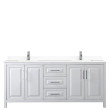 Load image into Gallery viewer, Wyndham Daria 80 Inch Double Bathroom Vanity in White, White Cultured Marble Countertop, Undermount Square Sinks, No Mirror- Wyndham