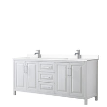 Load image into Gallery viewer, Wyndham Daria 80 Inch Double Bathroom Vanity in White, White Cultured Marble Countertop, Undermount Square Sinks, No Mirror- Wyndham