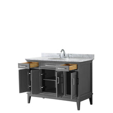 Load image into Gallery viewer, Wyndham Margate 48 Inch Single Bathroom Vanity in Dark Gray, White Carrara Marble Countertop, Undermount Oval Sink, and No Mirror- Wyndham