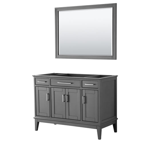 Wyndham Margate 48 Inch Single Bathroom Vanity in Dark Gray, No Countertop, No Sink, and 44 Inch Mirror- Wyndham
