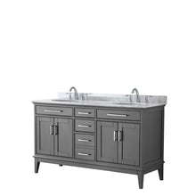 Load image into Gallery viewer, Wyndham Margate 60 Inch Double Bathroom Vanity in Dark Gray, White Carrara Marble Countertop, Undermount Oval Sinks, and No Mirror- Wyndham