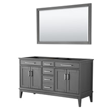 Load image into Gallery viewer, Wyndham Margate 60 Inch Double Bathroom Vanity in Dark Gray, No Countertop, No Sink, and 56 Inch Mirror- Wyndham