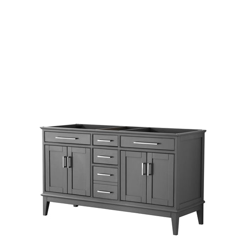 Wyndham Margate 60 Inch Double Bathroom Vanity in Dark Gray, No Countertop, No Sink, and No Mirror- Wyndham