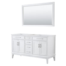 Load image into Gallery viewer, Wyndham Margate 60 Inch Double Bathroom Vanity in White, No Countertop, No Sink, and 56 Inch Mirror- Wyndham