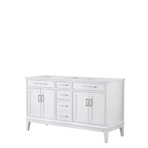 Wyndham Margate 60 Inch Double Bathroom Vanity in White, No Countertop, No Sink, and No Mirror- Wyndham