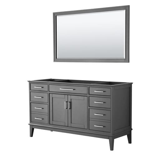 Wyndham Margate 60 Inch Single Bathroom Vanity in Dark Gray, No Countertop, No Sink, and 56 Inch Mirror- Wyndham