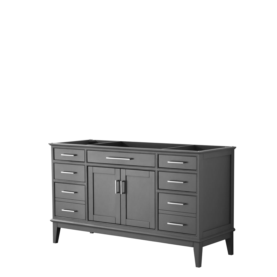 Wyndham Margate 60 Inch Single Bathroom Vanity in Dark Gray, No Countertop, No Sink, and No Mirror- Wyndham