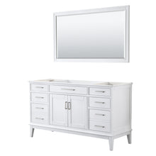 Load image into Gallery viewer, Wyndham Margate 60 Inch Single Bathroom Vanity in White, No Countertop, No Sink, and 56 Inch Mirror- Wyndham
